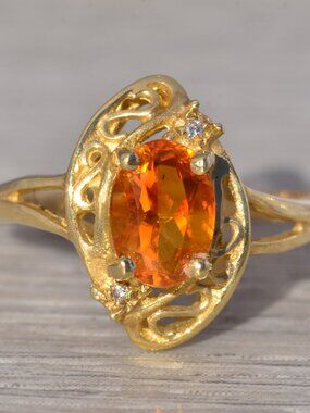 Citrine and Diamond Ring in Yellow Gold